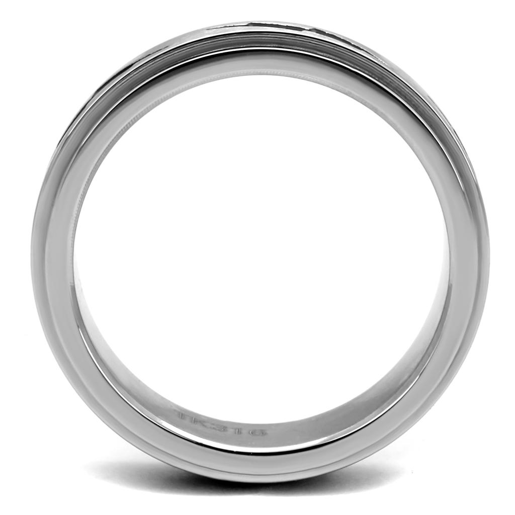 TK2926 - High polished (no plating) Stainless Steel Ring with Epoxy in Jet