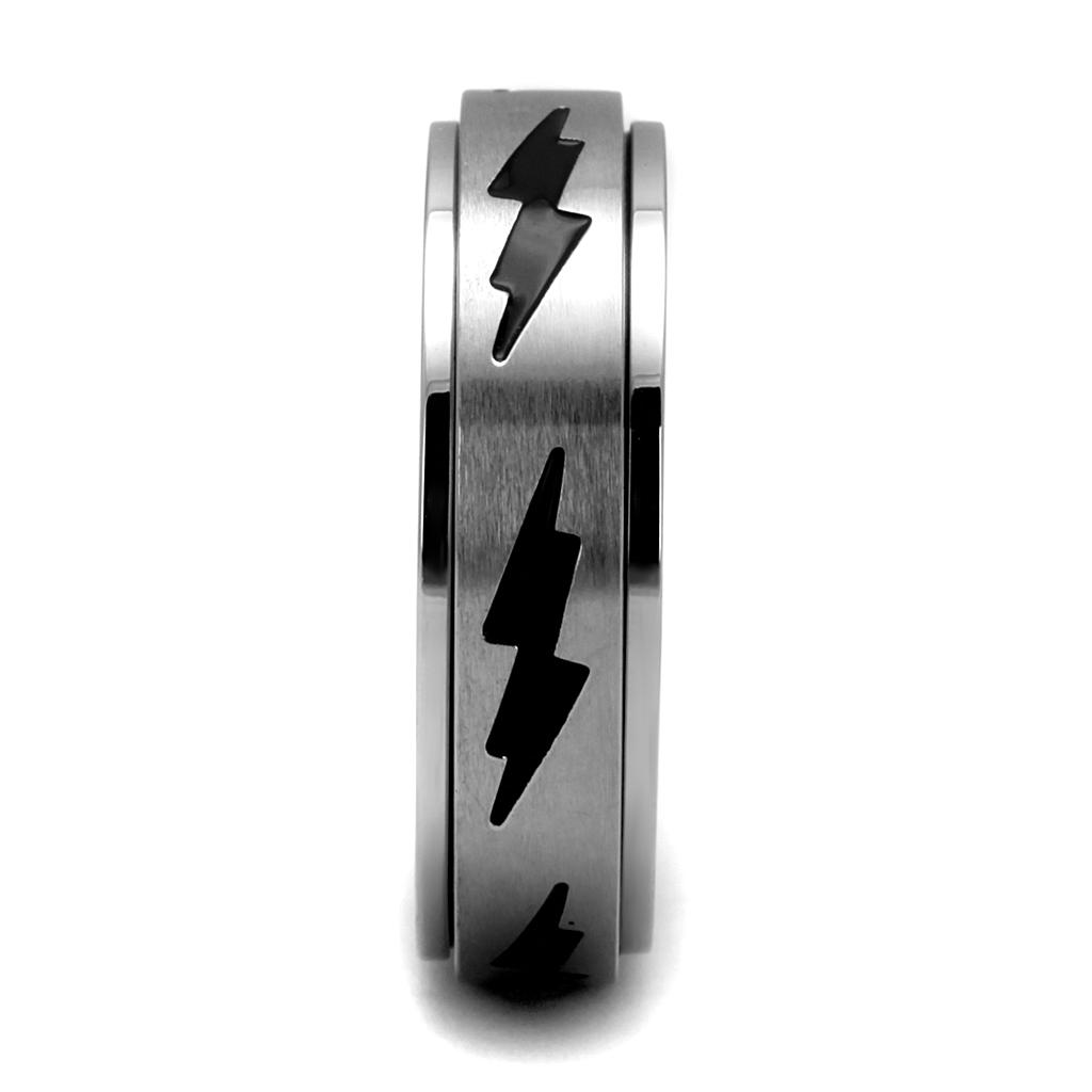 TK2926 - High polished (no plating) Stainless Steel Ring with Epoxy in Jet