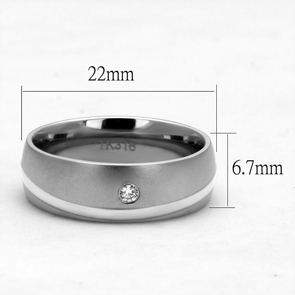 TK2932 - High polished (no plating) Stainless Steel Ring with AAA Grade CZ in Clear