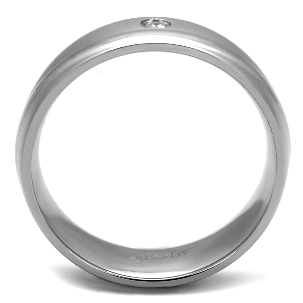 TK2932 - High polished (no plating) Stainless Steel Ring with AAA Grade CZ in Clear