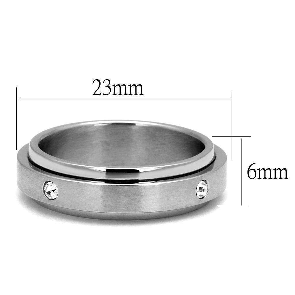 TK2933 - High polished (no plating) Stainless Steel Ring with AAA Grade CZ in Clear