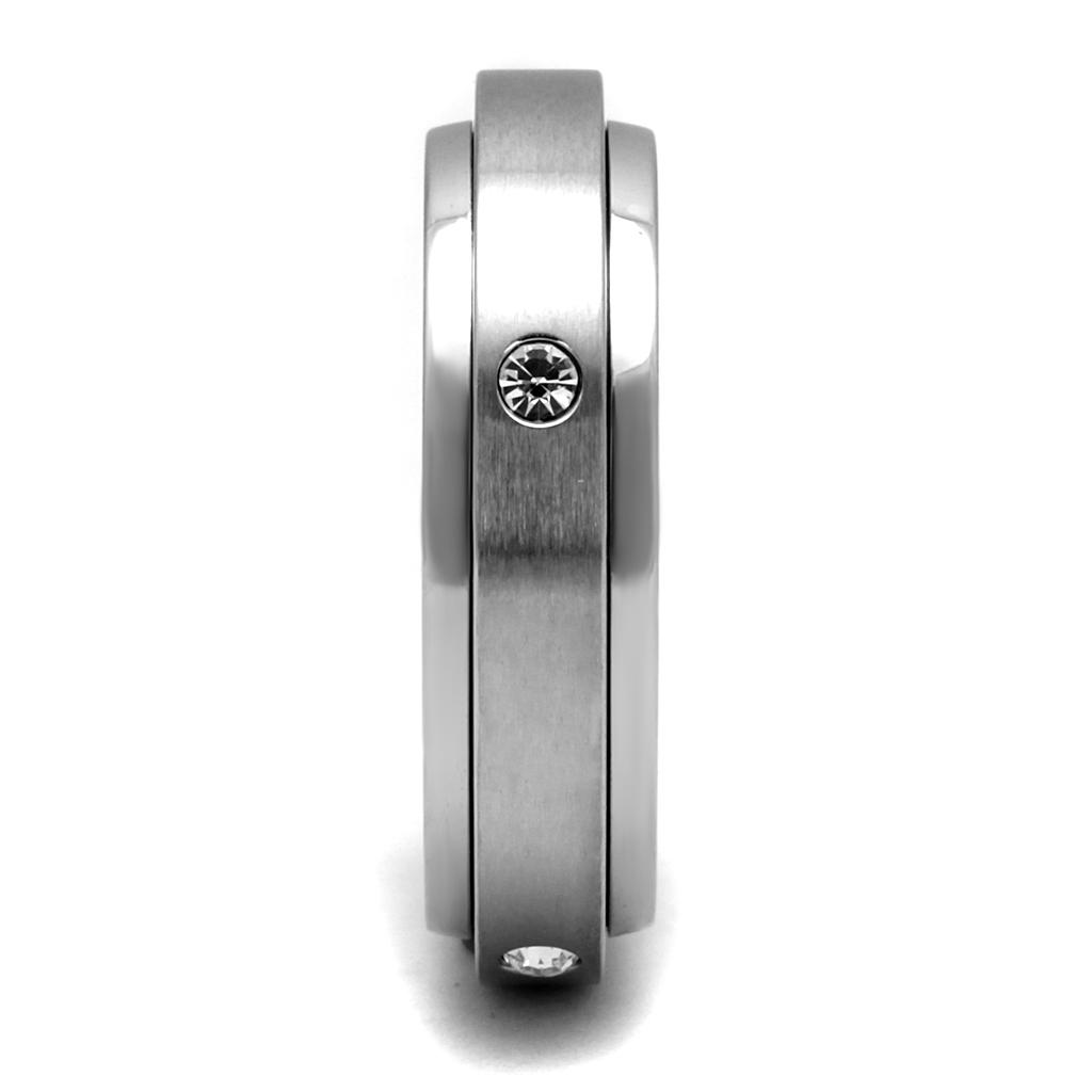 TK2933 - High polished (no plating) Stainless Steel Ring with AAA Grade CZ in Clear