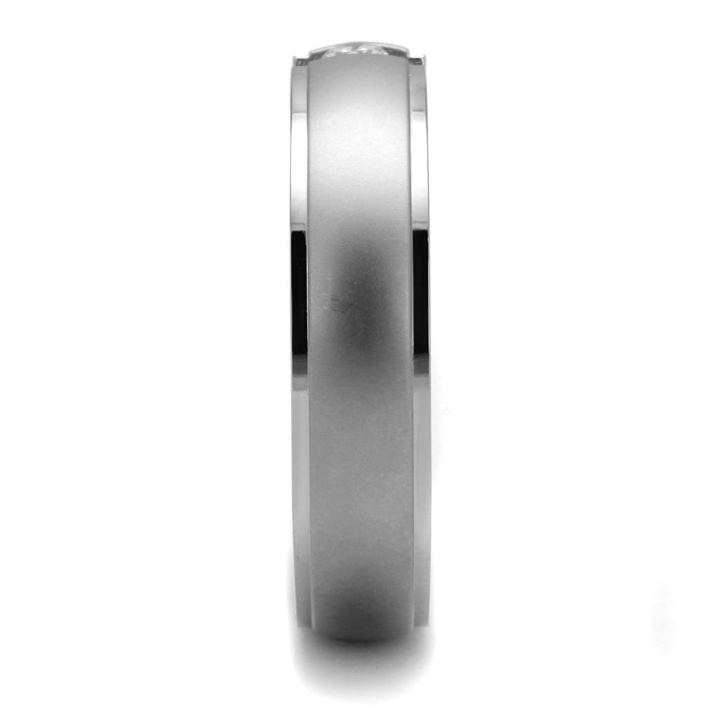 TK2935 - High polished (no plating) Stainless Steel Ring with AAA Grade CZ in Clear