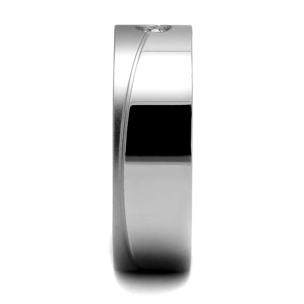 TK2937 - High polished (no plating) Stainless Steel Ring with AAA Grade CZ in Clear