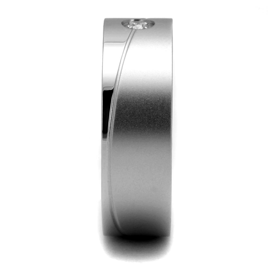TK2937 - High polished (no plating) Stainless Steel Ring with AAA Grade CZ in Clear
