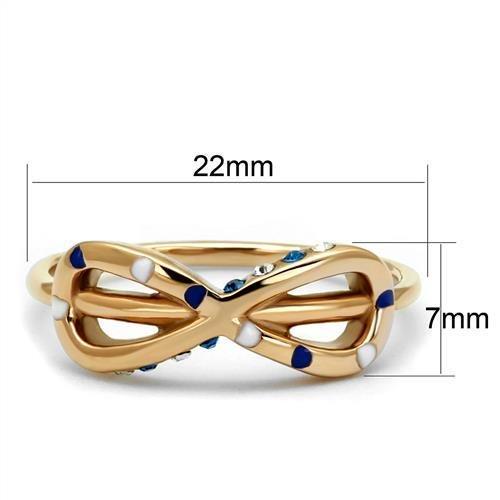 TK2966 - IP Rose Gold(Ion Plating) Stainless Steel Ring with Top Grade Crystal in Sapphire