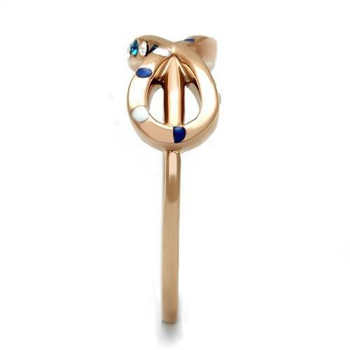 TK2966 - IP Rose Gold(Ion Plating) Stainless Steel Ring with Top Grade Crystal in Sapphire