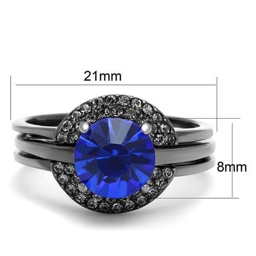 TK2969 - IP Light Black (IP Gun) Stainless Steel Ring with Top Grade Crystal in Sapphire