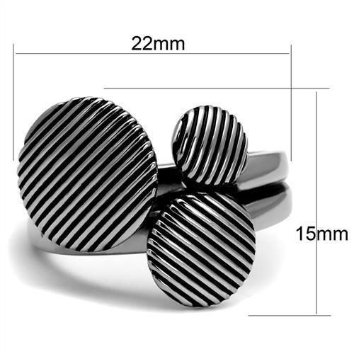 TK2973 - High polished (no plating) Stainless Steel Ring with Epoxy in Jet