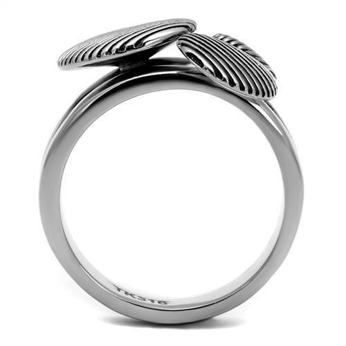 TK2973 - High polished (no plating) Stainless Steel Ring with Epoxy in Jet
