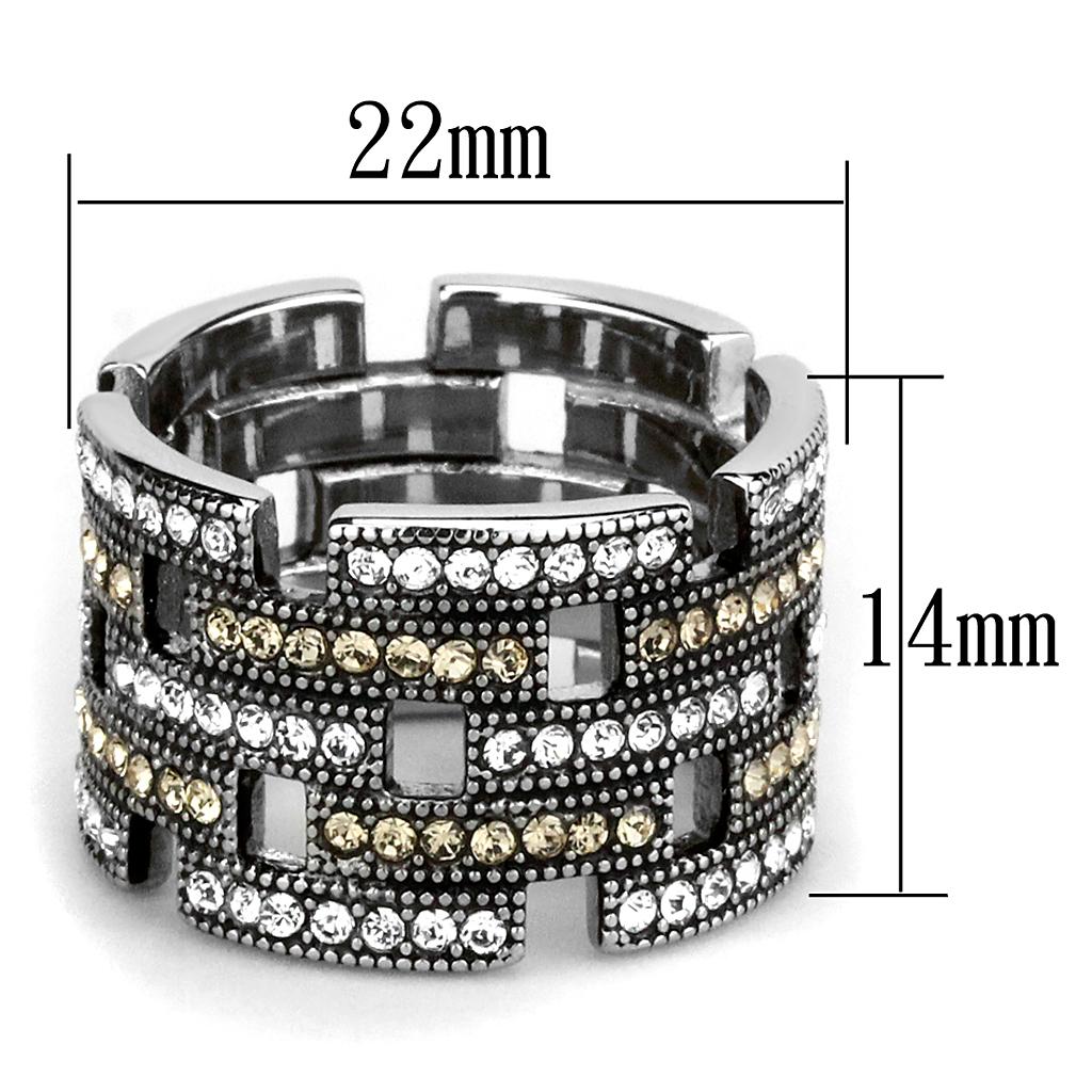 TK2987 - High polished (no plating) Stainless Steel Ring with Top Grade Crystal in Multi Color