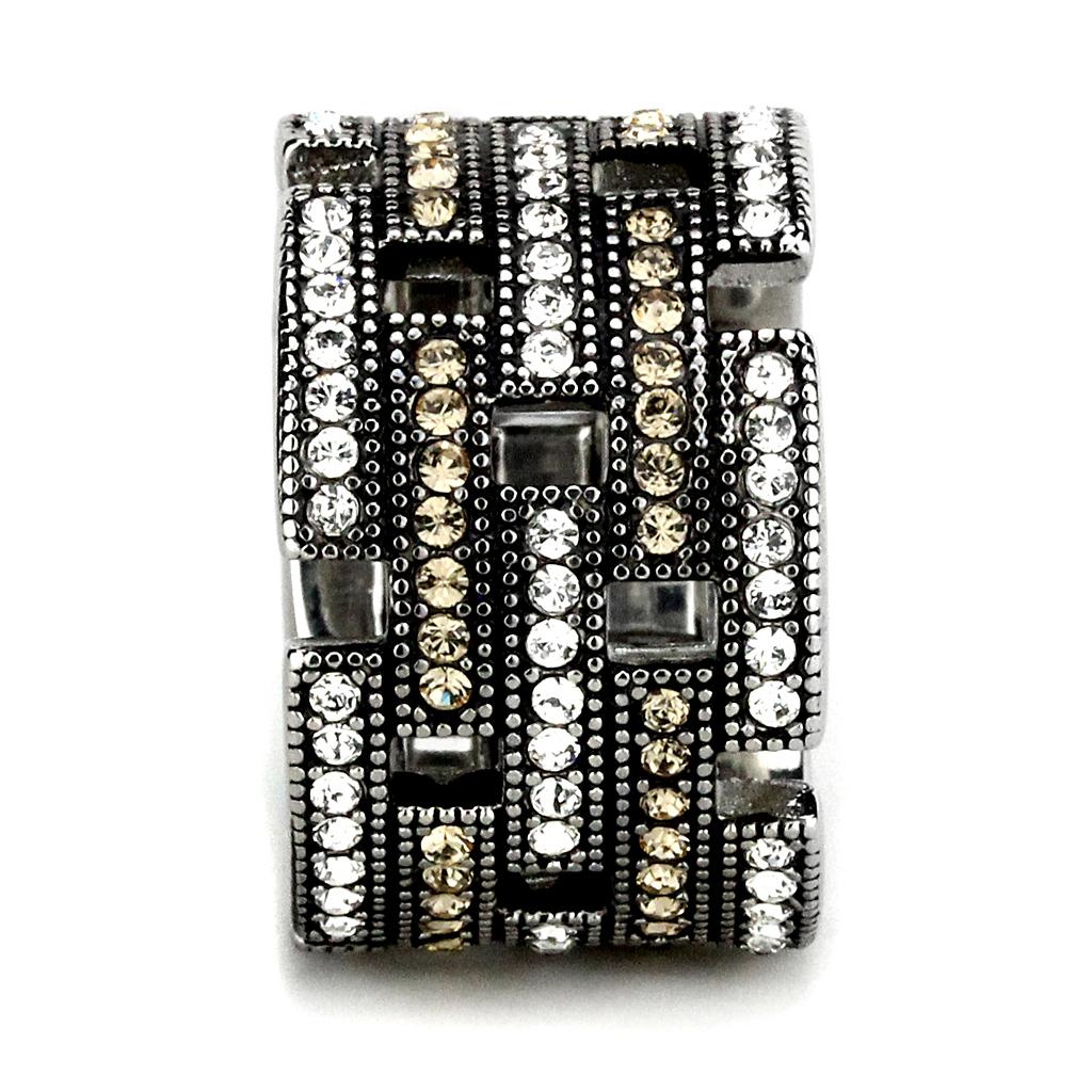 TK2987 - High polished (no plating) Stainless Steel Ring with Top Grade Crystal in Multi Color