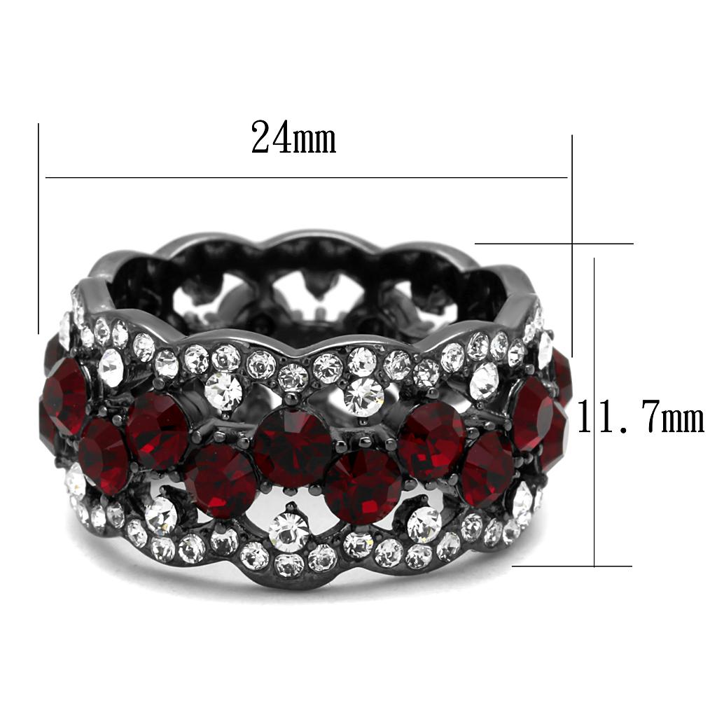 TK2993 - IP Light Black (IP Gun) Stainless Steel Ring with Top Grade Crystal in Siam