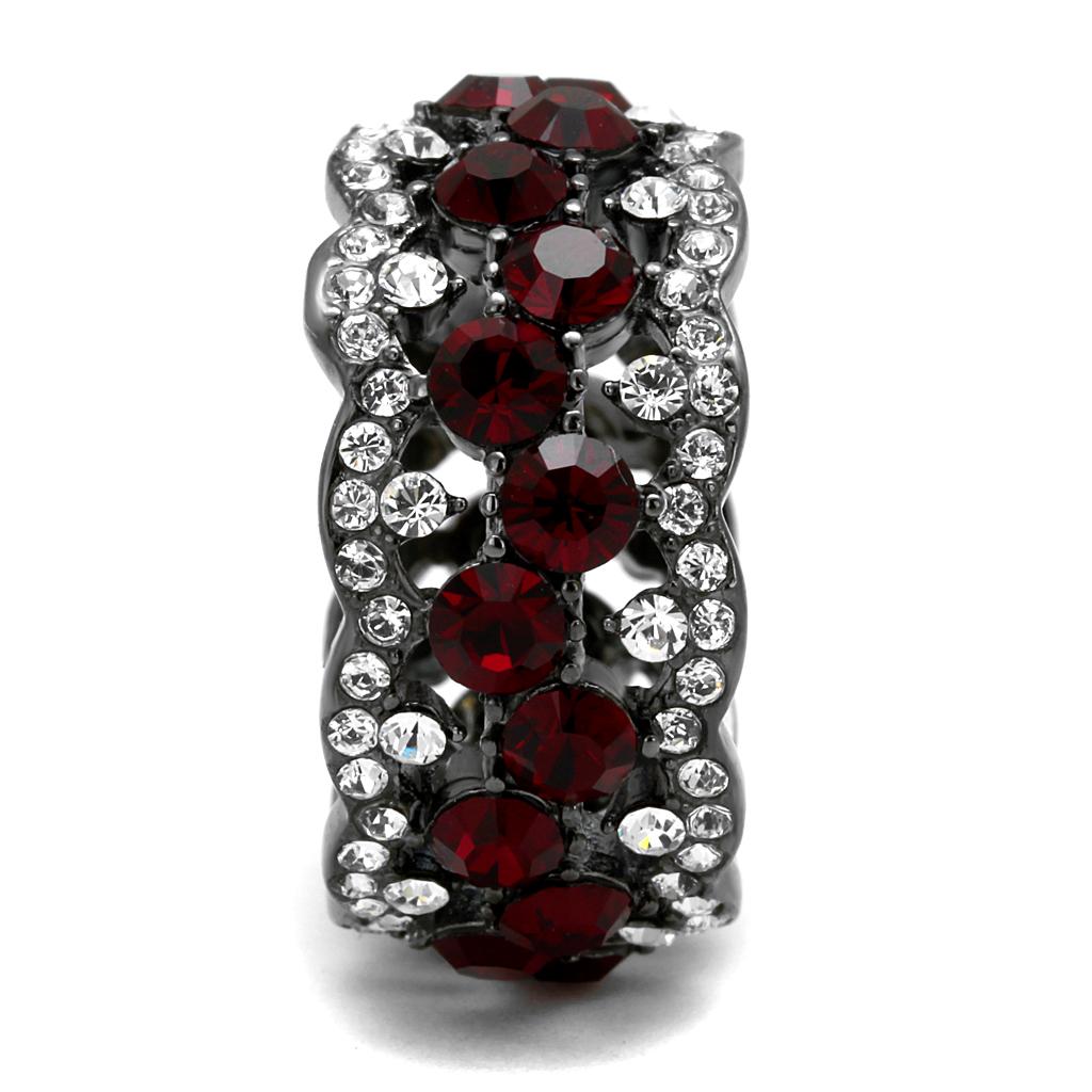 TK2993 - IP Light Black (IP Gun) Stainless Steel Ring with Top Grade Crystal in Siam