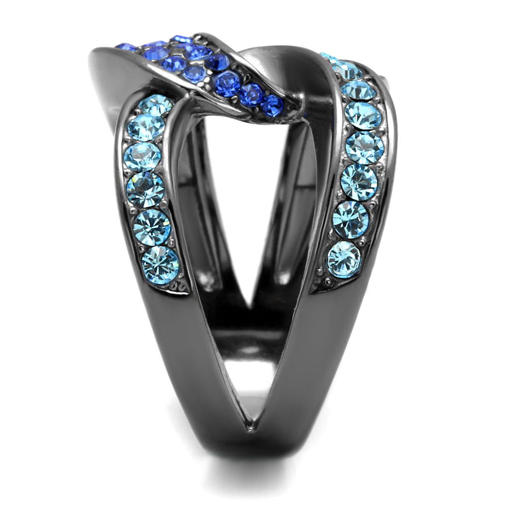 TK2994 - IP Light Black (IP Gun) Stainless Steel Ring with Top Grade Crystal in Multi Color