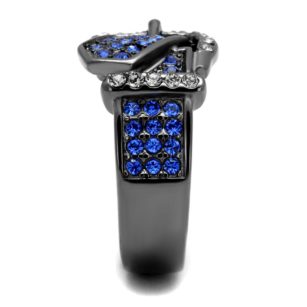 TK2995 - IP Light Black (IP Gun) Stainless Steel Ring with Top Grade Crystal in Multi Color