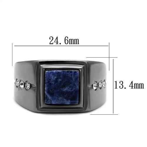TK3006 - IP Light Black (IP Gun) Stainless Steel Ring with Blue Sand in Montana