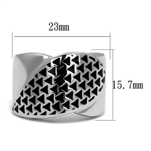 TK3010 - High polished (no plating) Stainless Steel Ring with Epoxy in Jet