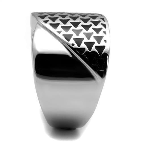 TK3010 - High polished (no plating) Stainless Steel Ring with Epoxy in Jet