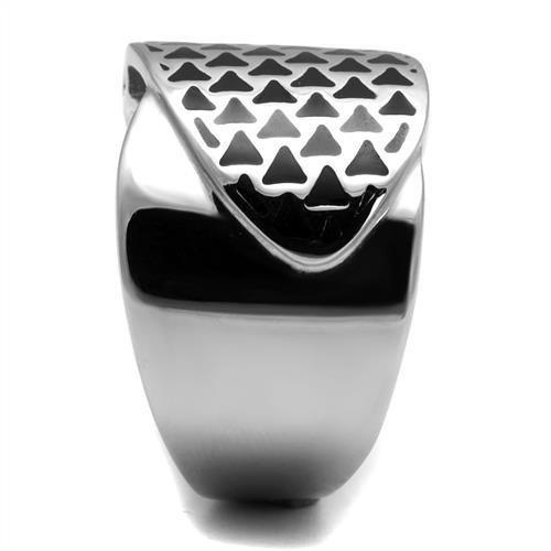 TK3010 - High polished (no plating) Stainless Steel Ring with Epoxy in Jet