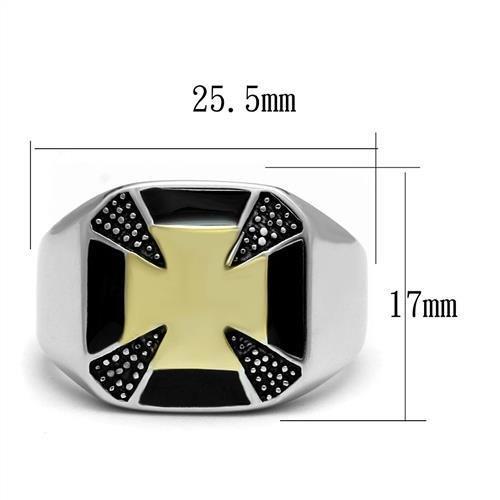 TK3019 - Two-Tone IP Gold (Ion Plating) Stainless Steel Ring with Epoxy in Jet