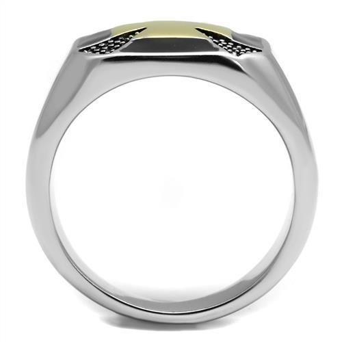 TK3019 - Two-Tone IP Gold (Ion Plating) Stainless Steel Ring with Epoxy in Jet