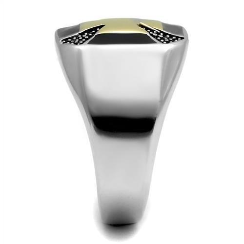 TK3019 - Two-Tone IP Gold (Ion Plating) Stainless Steel Ring with Epoxy in Jet
