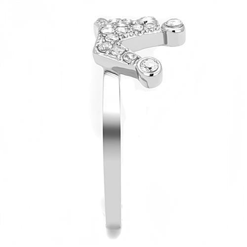 TK3024 - High polished (no plating) Stainless Steel Ring with AAA Grade CZ in Clear