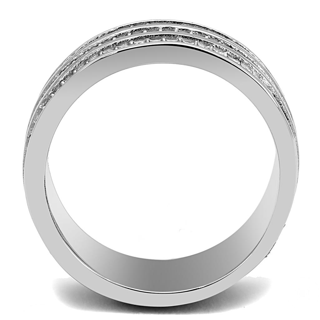 TK3028 - High polished (no plating) Stainless Steel Ring with Top Grade Crystal in Clear