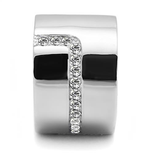 TK3040 - High polished (no plating) Stainless Steel Ring with Top Grade Crystal in Clear
