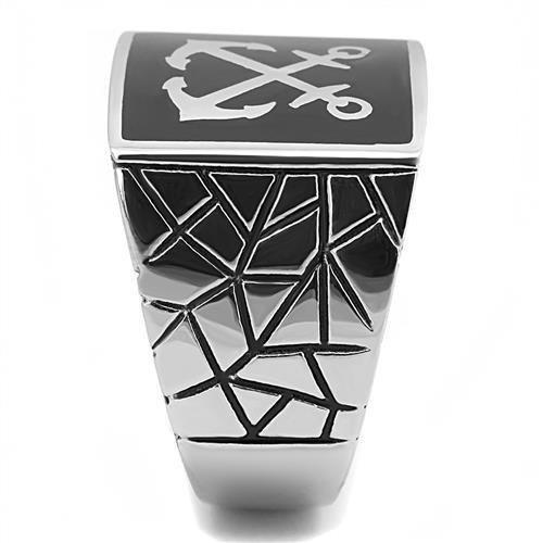 TK3041 - High polished (no plating) Stainless Steel Ring with Epoxy in Jet