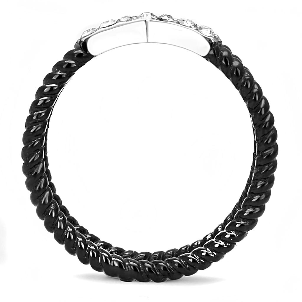 TK3053 - Two-Tone IP Black (Ion Plating) Stainless Steel Ring with Top Grade Crystal in Clear