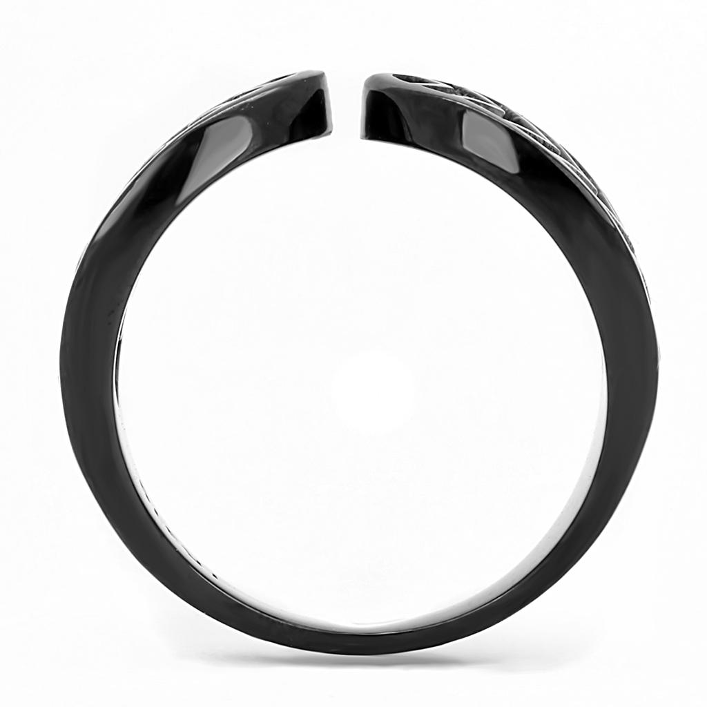TK3056 - IP Black(Ion Plating) Stainless Steel Ring with Top Grade Crystal in Clear