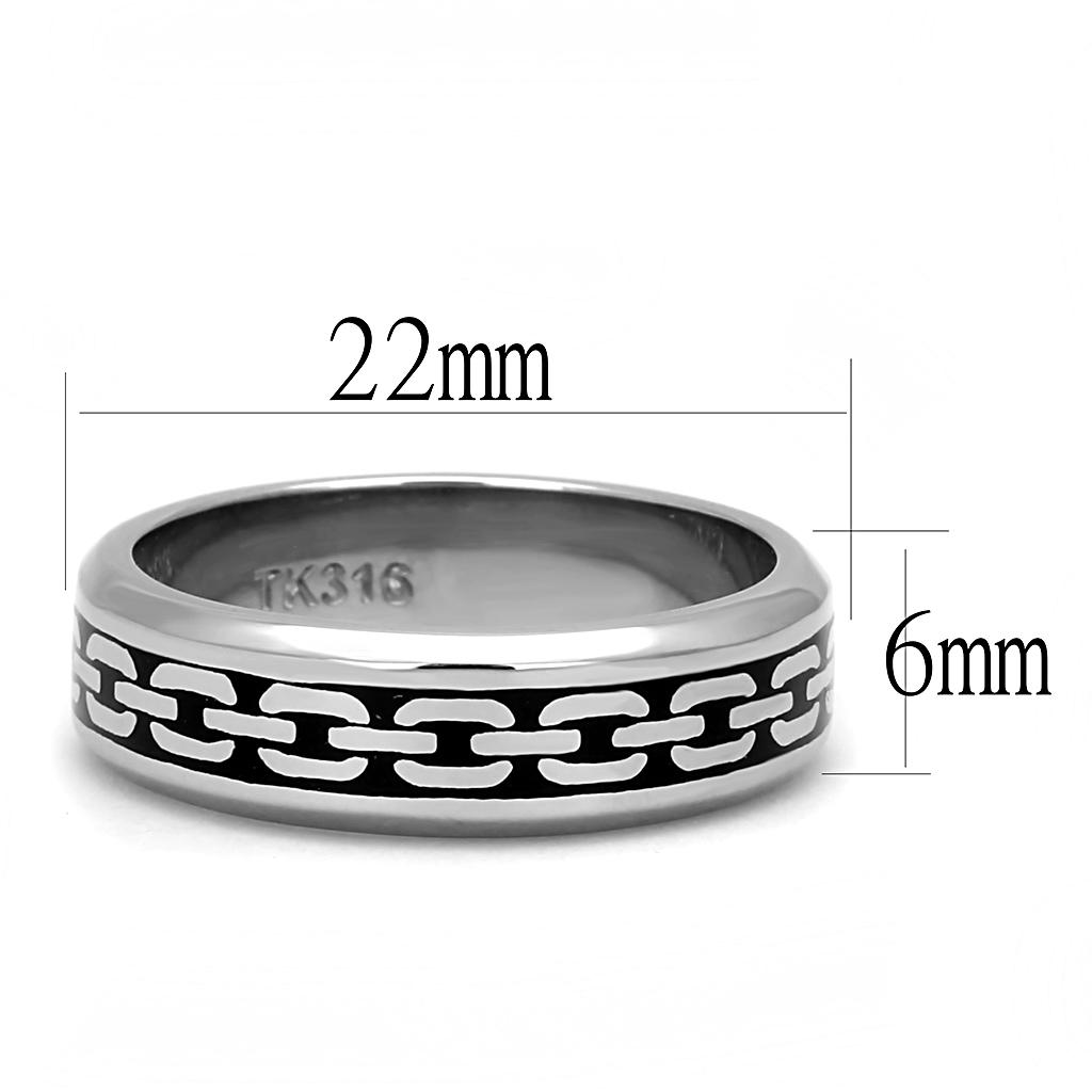 TK3061 - High polished (no plating) Stainless Steel Ring with Epoxy in Jet