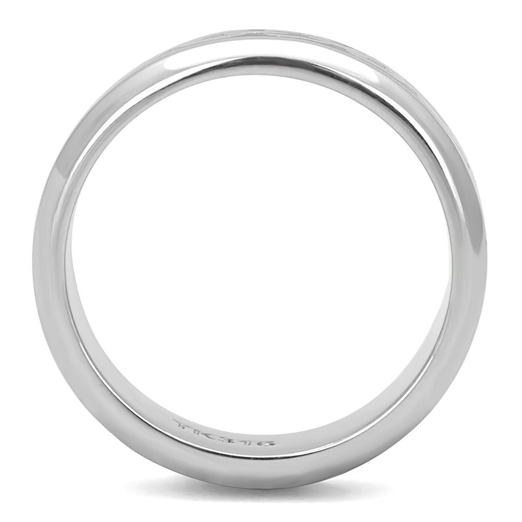 TK3061 - High polished (no plating) Stainless Steel Ring with Epoxy in Jet