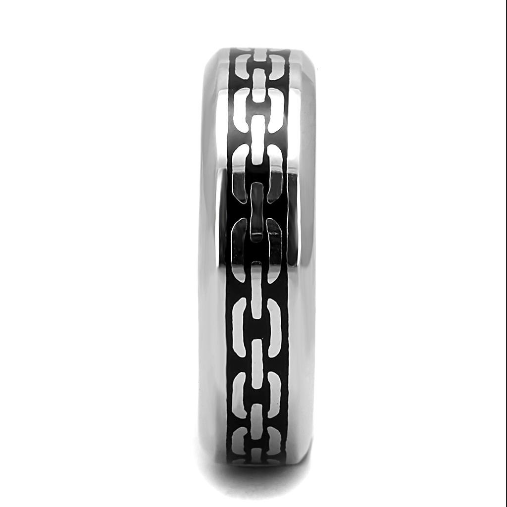 TK3061 - High polished (no plating) Stainless Steel Ring with Epoxy in Jet