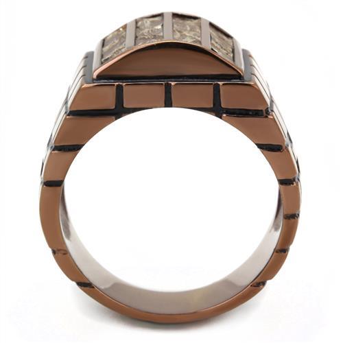 TK3077 - IP Coffee light Stainless Steel Ring with Leather in Multi Color