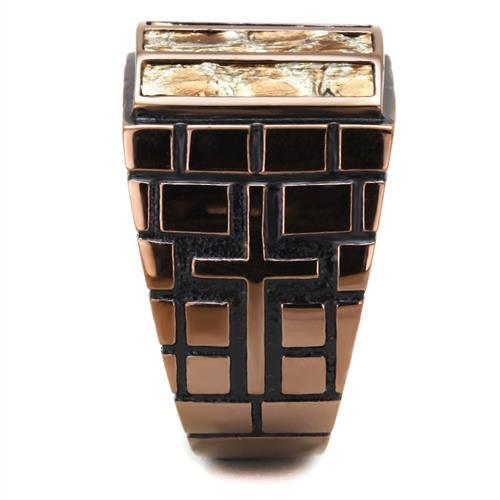 TK3077 - IP Coffee light Stainless Steel Ring with Leather in Multi Color