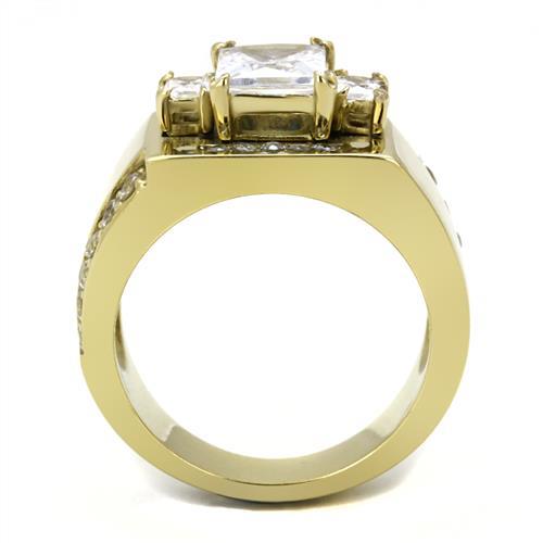 TK3078 - IP Gold(Ion Plating) Stainless Steel Ring with AAA Grade CZ in Clear