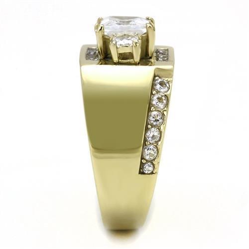 TK3078 - IP Gold(Ion Plating) Stainless Steel Ring with AAA Grade CZ in Clear