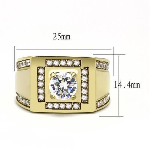 TK3079 - IP Gold(Ion Plating) Stainless Steel Ring with AAA Grade CZ in Clear
