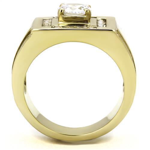 TK3079 - IP Gold(Ion Plating) Stainless Steel Ring with AAA Grade CZ in Clear