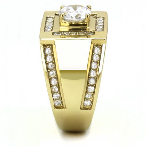 TK3079 - IP Gold(Ion Plating) Stainless Steel Ring with AAA Grade CZ in Clear