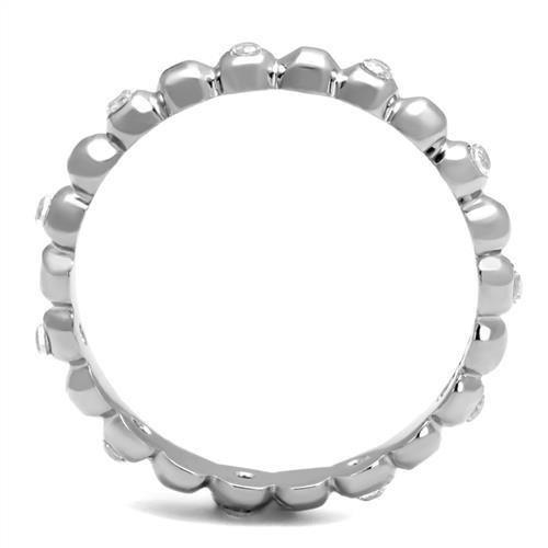 TK3085 - High polished (no plating) Stainless Steel Ring with AAA Grade CZ in Clear