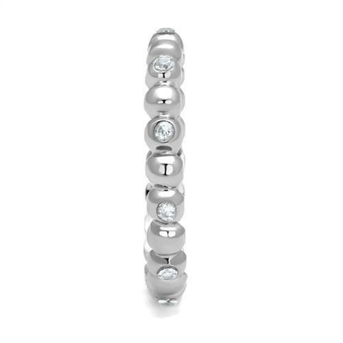 TK3085 - High polished (no plating) Stainless Steel Ring with AAA Grade CZ in Clear