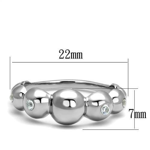 TK3087 - High polished (no plating) Stainless Steel Ring with AAA Grade CZ in Clear
