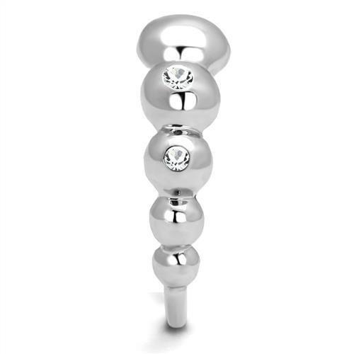 TK3087 - High polished (no plating) Stainless Steel Ring with AAA Grade CZ in Clear