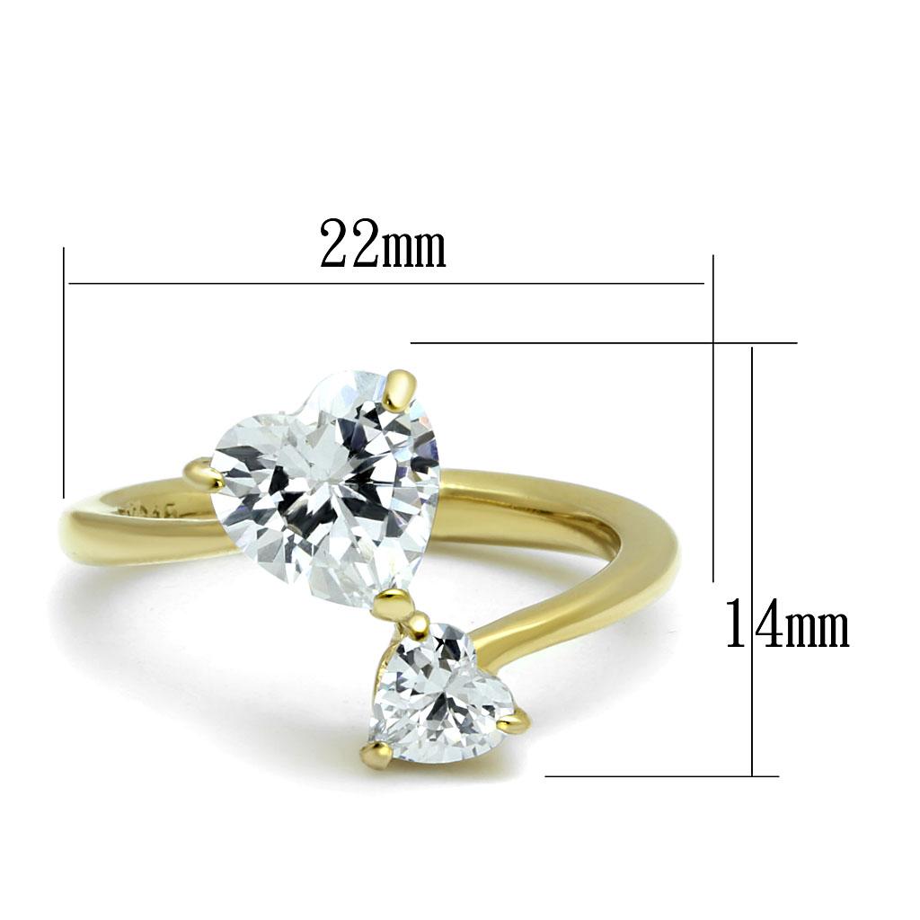 TK3093 - IP Gold(Ion Plating) Stainless Steel Ring with AAA Grade CZ in Clear