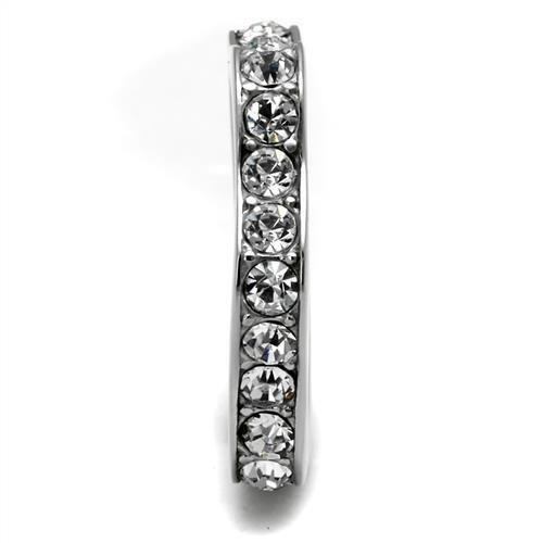 TK3106 - High polished (no plating) Stainless Steel Ring with Top Grade Crystal in Clear