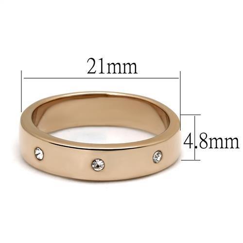 TK3107 - IP Rose Gold(Ion Plating) Stainless Steel Ring with Top Grade Crystal in Clear